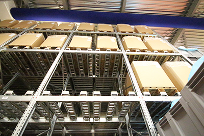 Galvanised Pallet Racking. Push back racks.